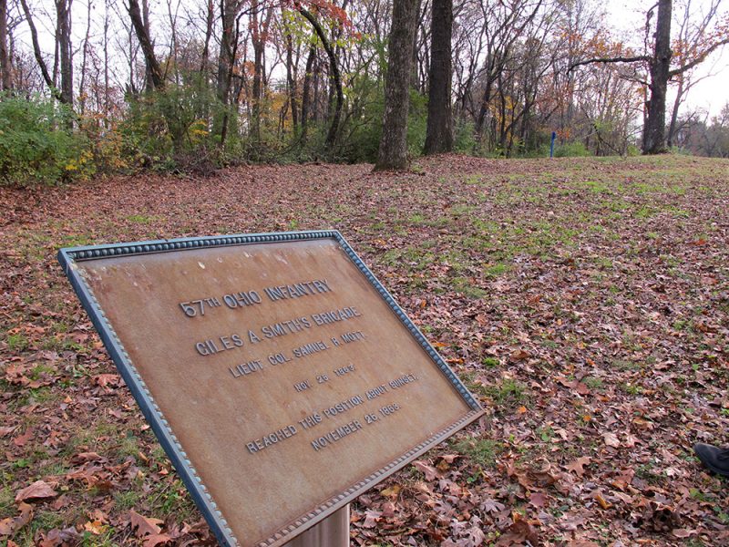 Battles for Chattanooga: [2015] A century-old metal plaque marking final Union positions further down Tunnel Hill
